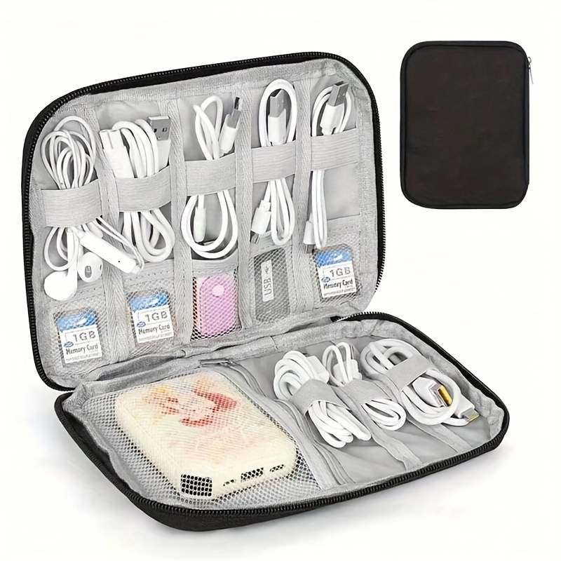 Tech Accessories Box - Travel Cable Organizer Case: 1pc, Multi-Pocket,