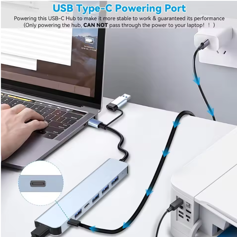7 Ports USB A C Hub Concentrat - Usb Hub 7 Port 评论和价格