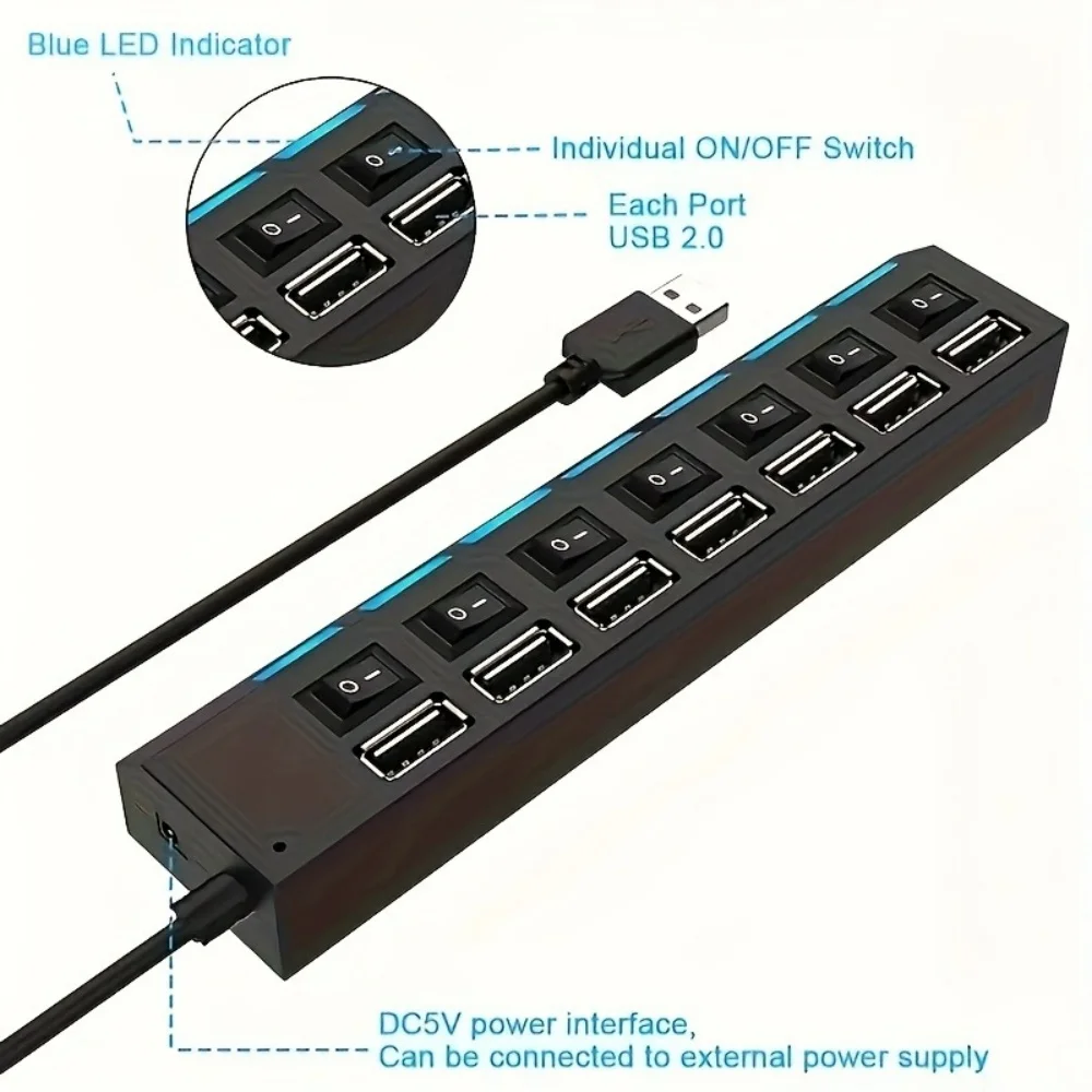 4/7 Port USB 2.0 Hub High Spee - Usb Hub 7 Port 评论和价格