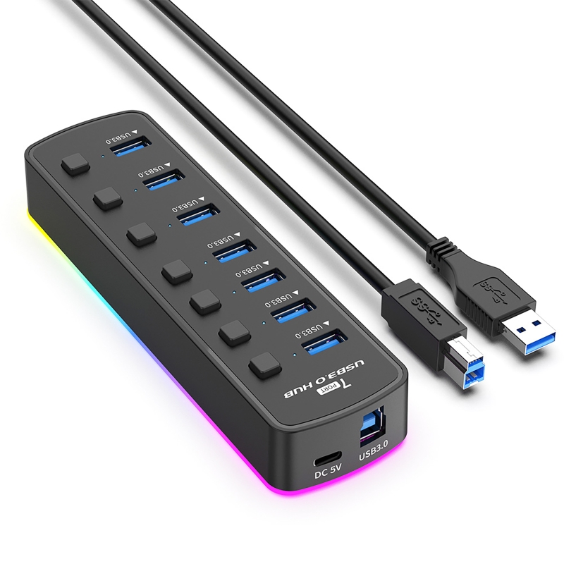 RGB 7-Port USB 3.0 Hub 5Gbps S - Usb Hub 7 Port 评论和价格