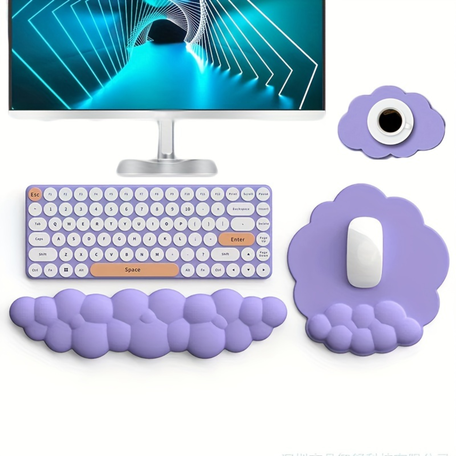 3-Piece Cloud-Shaped Mouse and - Keyboard Wrist Pad Leather 评论和价格