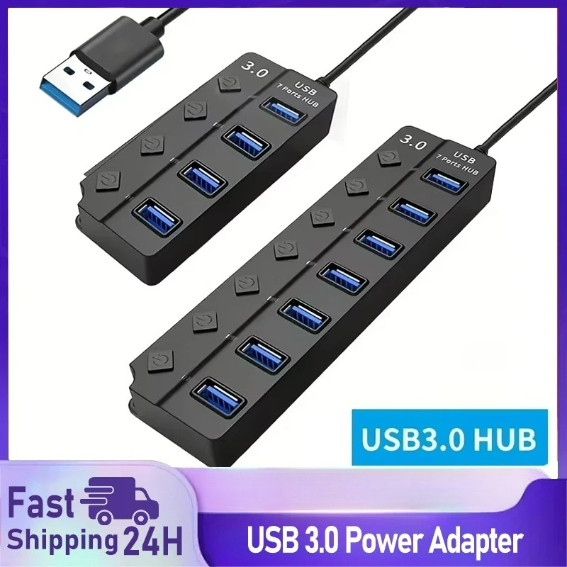4/7-Port USB 3.0 Hub with LED  - Usb Hub 7 Port 评论和价格