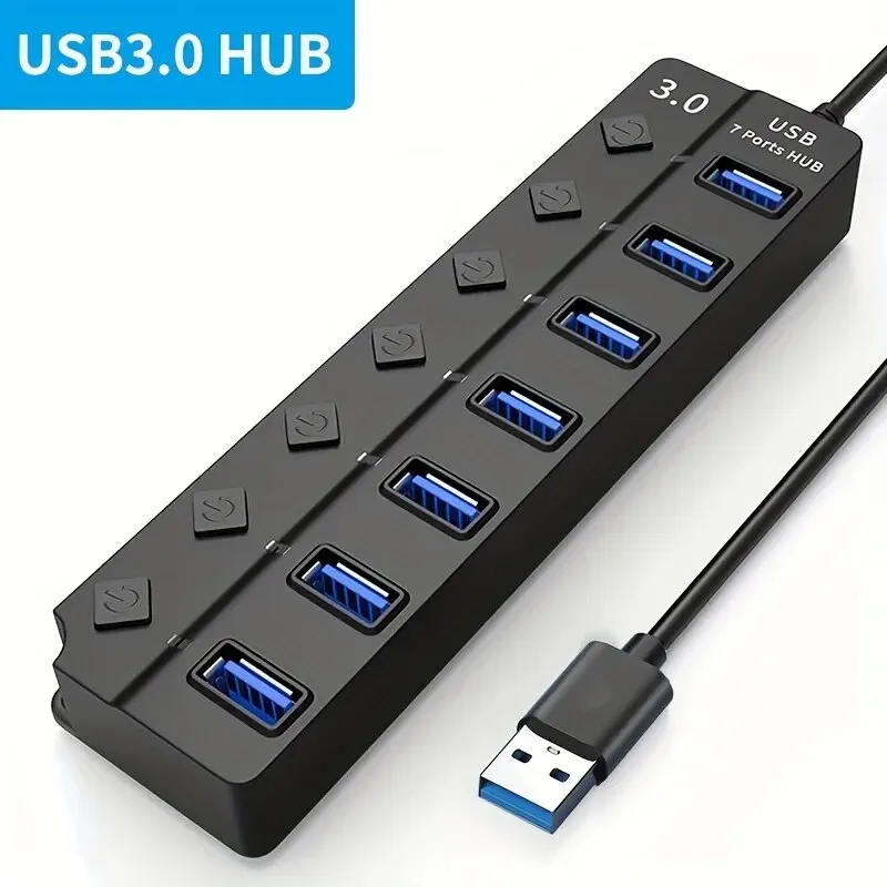 4/7-Port USB 3.0 Hub with LED  - Usb Hub 7 Port 评论和价格
