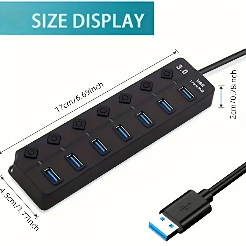 4/7-Port USB 3.0 Hub with LED  - Usb Hub 7 Port 评论和价格