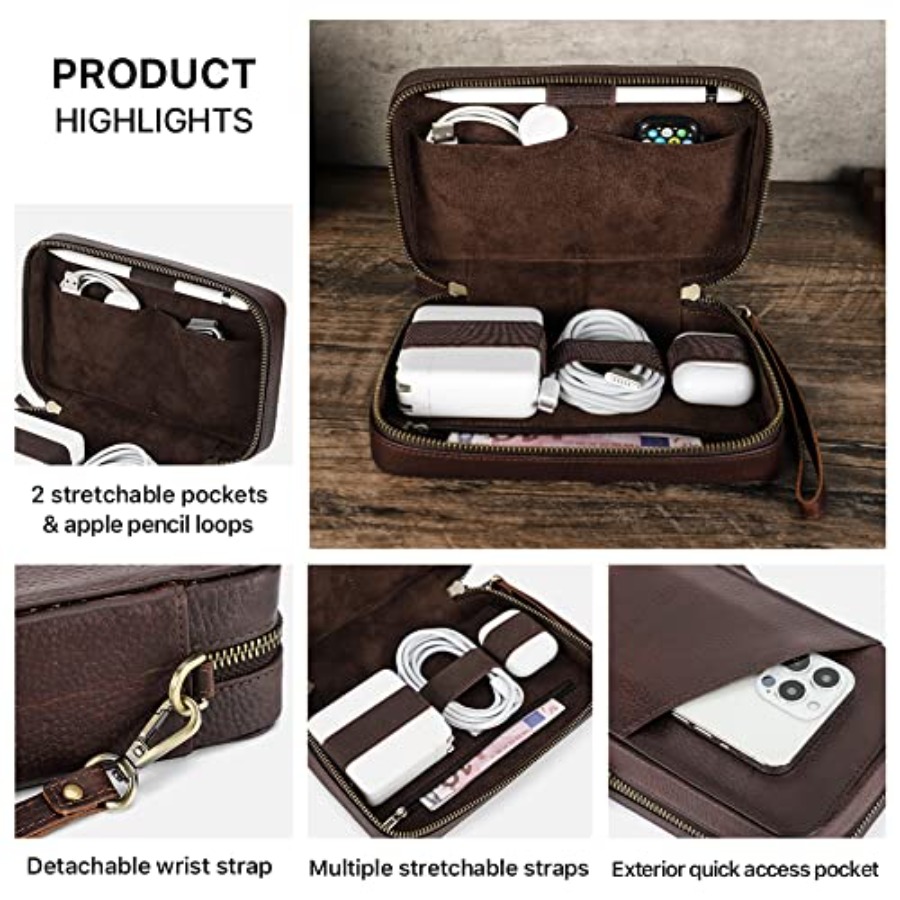 Full Grain Leather Electronic  - Tech Accessories Storage 评论和价格