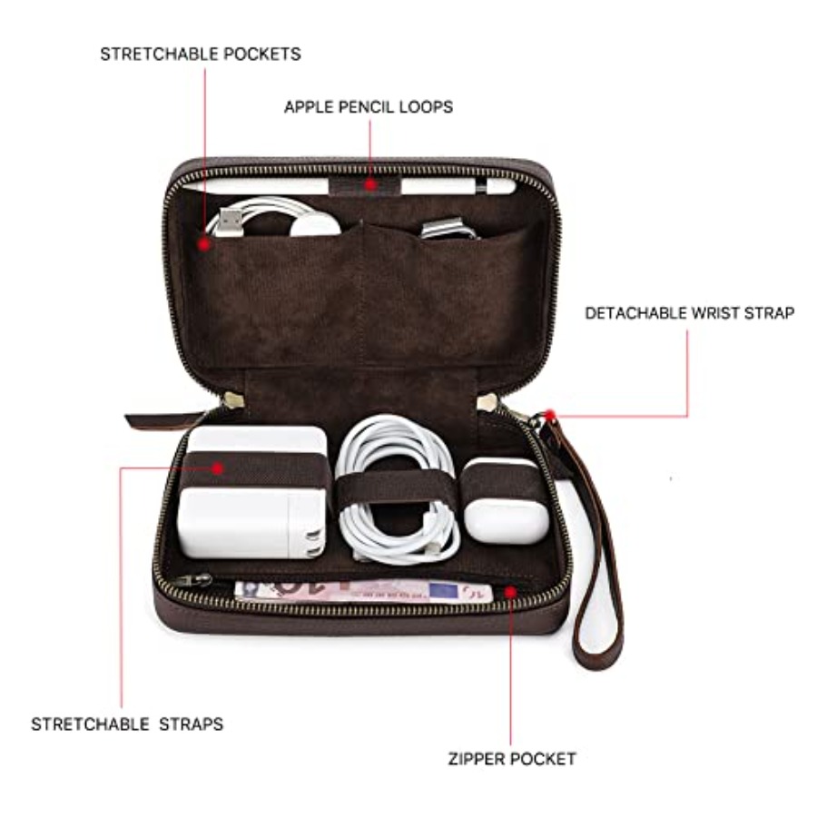 Full Grain Leather Electronic  - Tech Accessories Storage 评论和价格