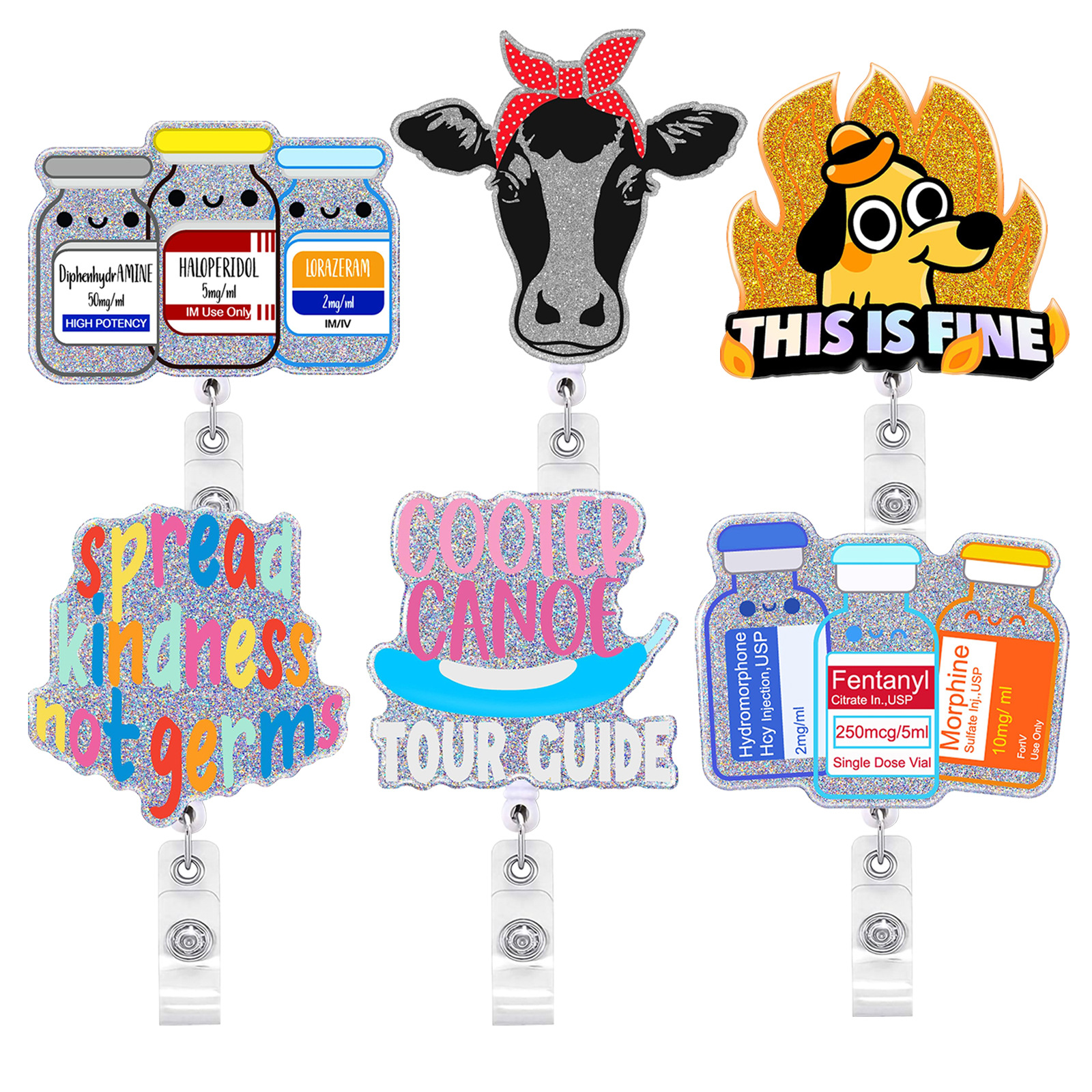 New Glitter Acrylic Nurse Badg - Xray Tech Accessories 评论和价格