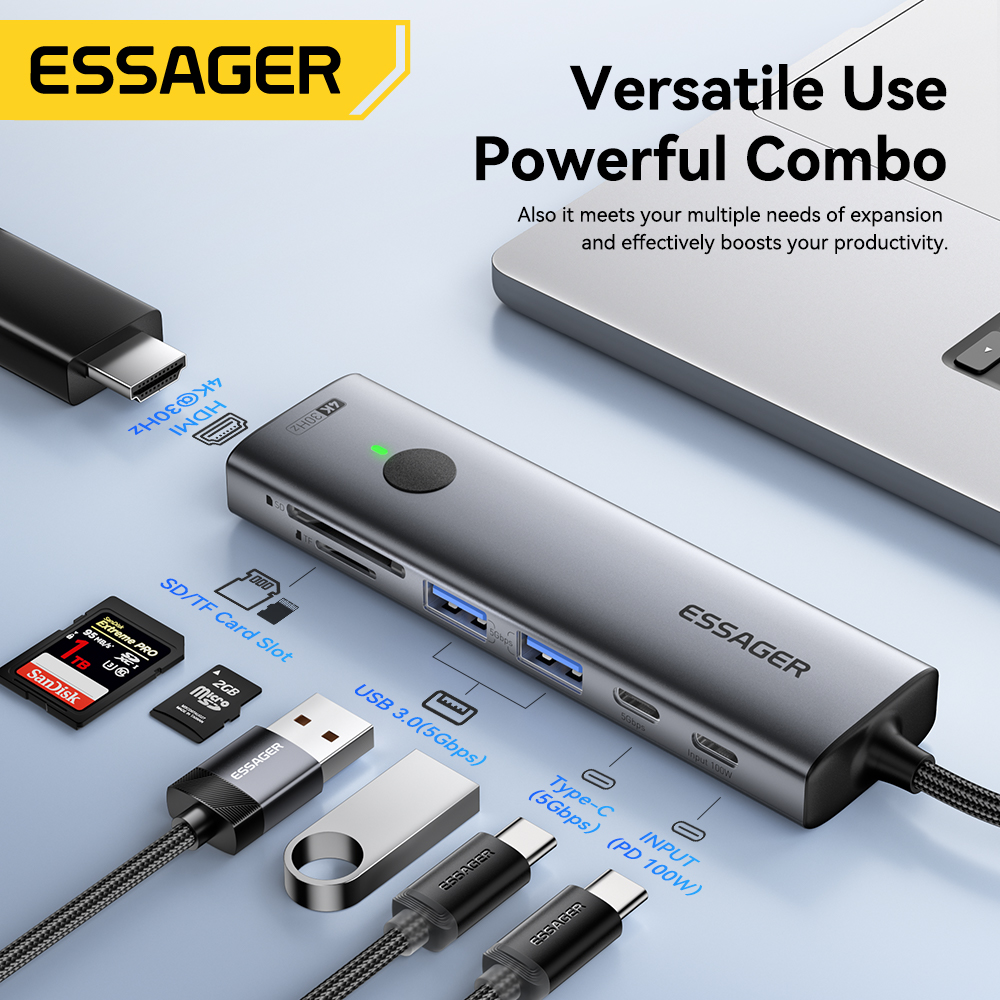 Essager USB C HUB 4K 7-in-1 Ty - Usb Hub 7 Port 评论和价格